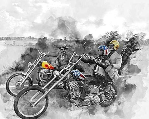 Easy Rider Dennis Hopper Peter Fonda and Jack Nicholson Watercolor Art Print