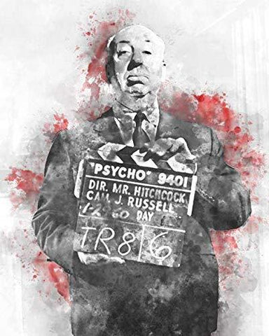 Alfred Hitchcock Psycho Blood Splattered Watercolor Art Print