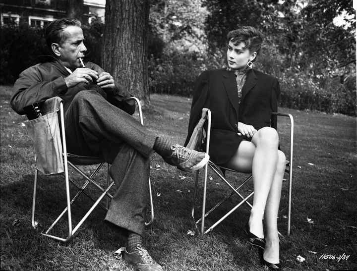 Audrey Hepburn & Humphrey Bogart on Set of Sabrina Reproduction Art Print