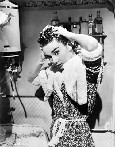 Audrey Hepburn Washing her Hair Reproduction Art Print