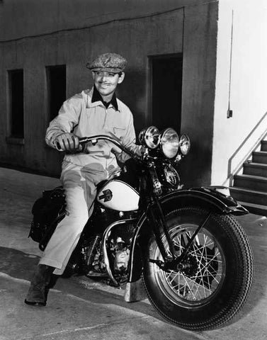 Clark Gable on Motorcycle Reproduction Art Print