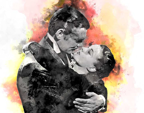 11x14 Clark Gable and Vivien Leigh, Gone with the Wind, Watercolor Art Print
