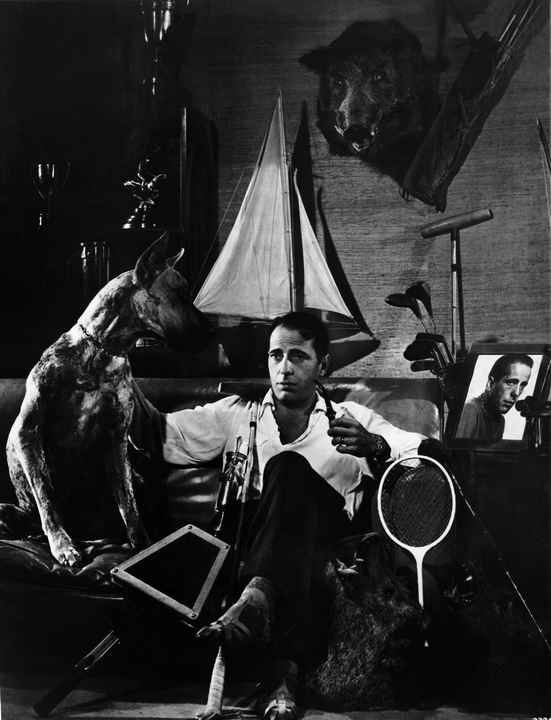 Humphrey Bogart & his Great Dane in the Mancave Reproduction Art Print