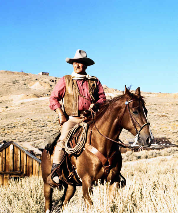 John Wayne on Horseback Color Reproduction Art Print
