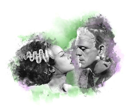 11x14 Bride of Frankenstein, Elsa Lanchester & Boris Karloff, Watercolor Art Print